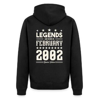 Gift Legend February 2002. Gift February 2002. - Unisex Premium Organic Zip Hoodie - black - Back - Nico (187cm)