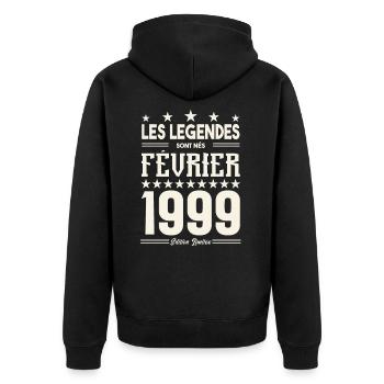 cadeau d'anniversaire Février 1999. février 1999. - Veste à capuche bio Premium Unisexe - noir - Dos - Nico (187cm)