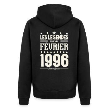 cadeau d'anniversaire Février 1996. février 1996. - Veste à capuche bio Premium Unisexe - noir - Dos - Nico (187cm)