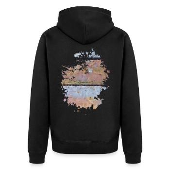 Holz - Unisex Premium Bio Zip Hoodie - Schwarz - Hinten - Nico (187cm)