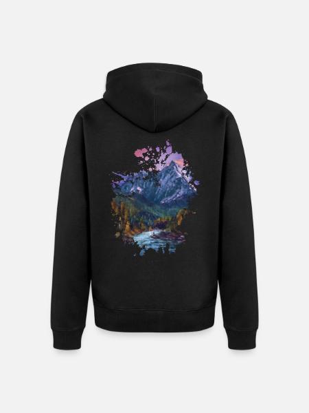 Berglandschaft - Unisex Premium Bio Zip Hoodie - Schwarz