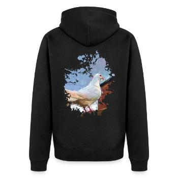 Taube - Unisex Premium Bio Zip Hoodie - Schwarz - Hinten - Nico (187cm)