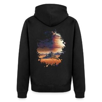 Planet - Unisex Premium Bio Zip Hoodie - Schwarz - Hinten - Nico (187cm)