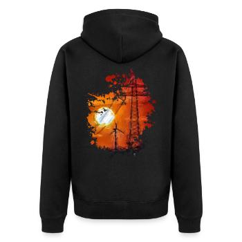Sonnenuntergang - Unisex Premium Bio Zip Hoodie - Schwarz - Hinten - Nico (187cm)