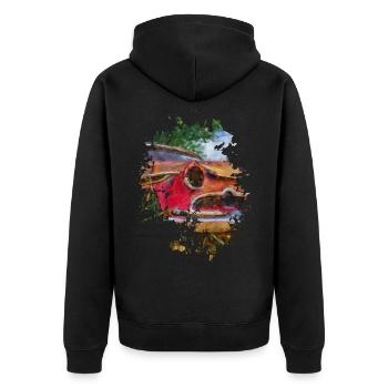 Oldtimer - Unisex Premium Bio Zip Hoodie - Schwarz - Hinten - Nico (187cm)