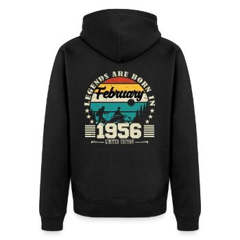 February 1956. Birthday gift February 1956. - Unisex Premium Organic Zip Hoodie - black - Back - Nico (187cm)