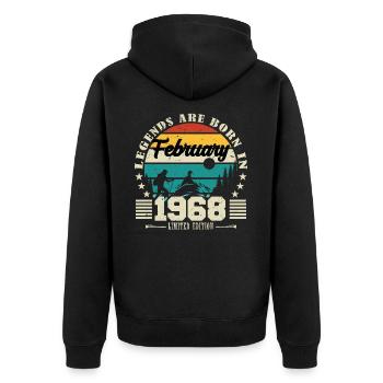 février 1968. Cadeau d'anniversaire février 1968. - Veste à capuche bio Premium Unisexe - noir - Dos - Nico (187cm)