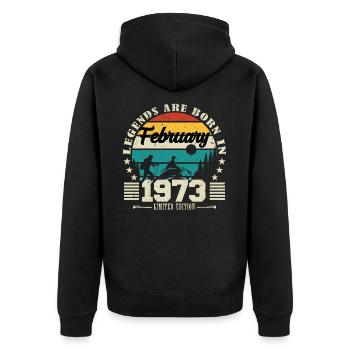 February 1973. Birthday gift February 1973. - Unisex Premium Organic Zip Hoodie - black - Back - Nico (187cm)