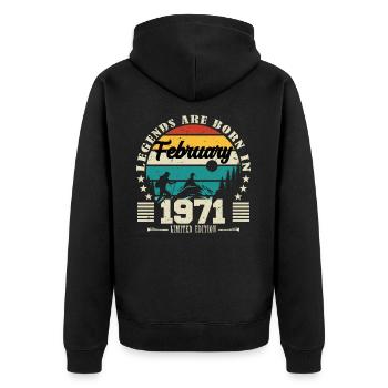 février 1971. Cadeau d'anniversaire février 1971. - Veste à capuche bio Premium Unisexe - noir - Dos - Nico (187cm)