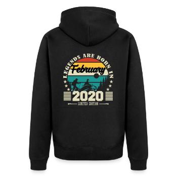 février 2020. Cadeau d'anniversaire février 2020. - Veste à capuche bio Premium Unisexe - noir - Dos - Nico (187cm)