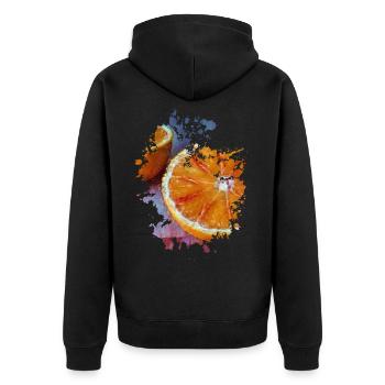 Orange - Unisex Premium Bio Zip Hoodie - Schwarz - Hinten - Nico (187cm)