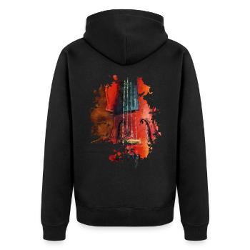 Violine - Unisex Premium Bio Zip Hoodie - Schwarz - Hinten - Nico (187cm)