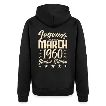 Naissance En Mars 1960. Cadeau d'anniversaire mars - Veste à capuche bio Premium Unisexe - noir - Dos - Nico (187cm)