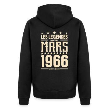 cadeau d'anniversaire mars 1966. cadeau Mars 1966. - Veste à capuche bio Premium Unisexe - noir - Dos - Nico (187cm)