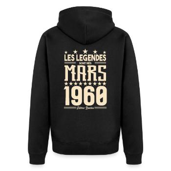 cadeau d'anniversaire mars 1960. cadeau Mars 1960. - Veste à capuche bio Premium Unisexe - noir - Dos - Nico (187cm)