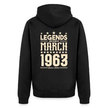 Gift Legend March 1963. gift March 1963. March. - Unisex Premium Organic Zip Hoodie - black - Back - Nico (187cm)