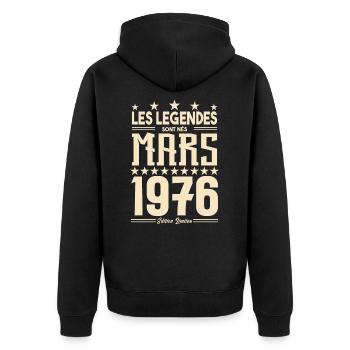 cadeau d'anniversaire mars 1976. cadeau Mars 1976. - Veste à capuche bio Premium Unisexe - noir - Dos - Nico (187cm)