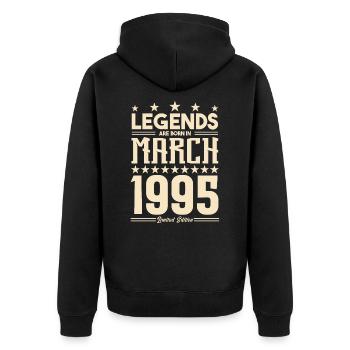 Gift Legend March 1995. gift March 1995. March. - Unisex Premium Organic Zip Hoodie - black - Back - Nico (187cm)