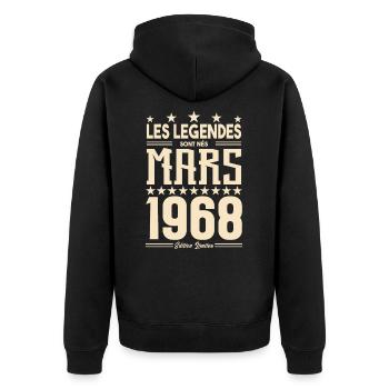 cadeau d'anniversaire mars 1968. cadeau Mars 1968. - Veste à capuche bio Premium Unisexe - noir - Dos - Nico (187cm)