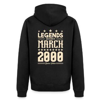 Gift Legend March 2000. gift March 2000. March. - Unisex Premium Organic Zip Hoodie - black - Back - Nico (187cm)