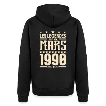 cadeau d'anniversaire mars 1990. cadeau Mars 1990. - Veste à capuche bio Premium Unisexe - noir - Dos - Nico (187cm)