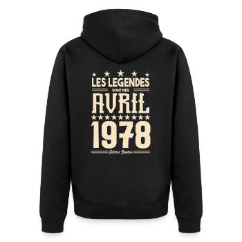 cadeau d'anniversaire Avril 1978 cadeau avril 1978 - Veste à capuche bio Premium Unisexe - noir - Dos - Nico (187cm)