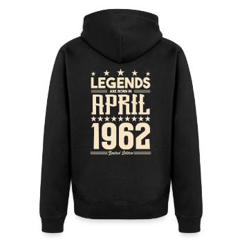 Geschenk Legende April 1962 Geschenk April 1962. April - Unisex Premium Bio Zip Hoodie - Schwarz - Hinten - Nico (187cm)