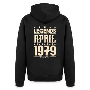 Geschenk Legende April 1979 Geschenk April 1979. April - Unisex Premium Bio Zip Hoodie - Schwarz - Hinten - Nico (187cm)