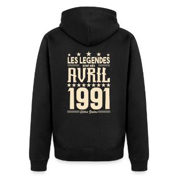 cadeau d'anniversaire Avril 1991 cadeau avril 1991 - Veste à capuche bio Premium Unisexe - noir - Dos - Nico (187cm)