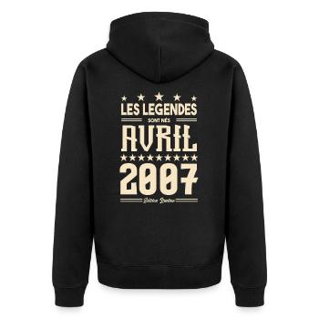 cadeau d'anniversaire Avril 2007 cadeau avril 2007 - Veste à capuche bio Premium Unisexe - noir - Dos - Nico (187cm)