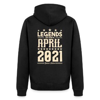 Geschenk Legende April 2021 Geschenk April 2021. April - Unisex Premium Bio Zip Hoodie - Schwarz - Hinten - Nico (187cm)