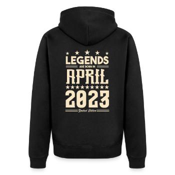 Gift Legend April 2023 gift April 2023. April - Unisex Premium Organic Zip Hoodie - black - Back - Nico (187cm)
