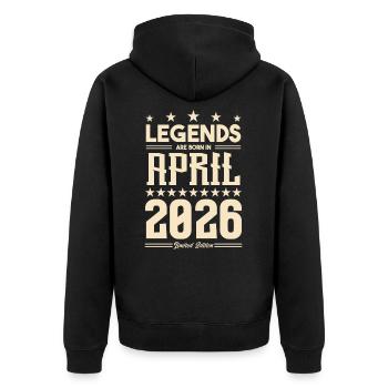 Gift Legend April 2026 gift April 2026. April - Unisex Premium Organic Zip Hoodie - black - Back - Nico (187cm)