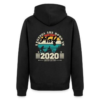 Mai 2020 Cadeau d'anniversaire mai 2020. May 2020. - Veste à capuche bio Premium Unisexe - noir - Dos - Nico (187cm)