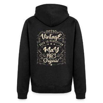 Vintage born in May 1983. Birthday May 1983. - Unisex Premium Organic Zip Hoodie - black - Back - Nico (187cm)