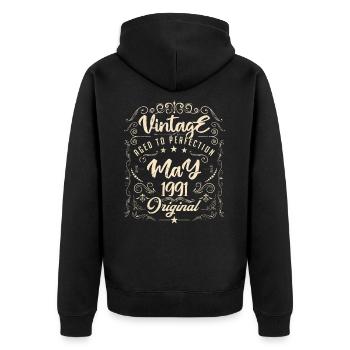 Vintage born in May 1991. Birthday May 1991. - Unisex Premium Organic Zip Hoodie - black - Back - Nico (187cm)