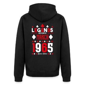 birthday gift March 1965. card games . - Unisex Premium Organic Zip Hoodie - black - Back - Nico (187cm)