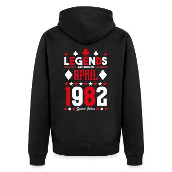 birthday gift April 1982. card games. - Unisex Premium Organic Zip Hoodie - black - Back - Nico (187cm)