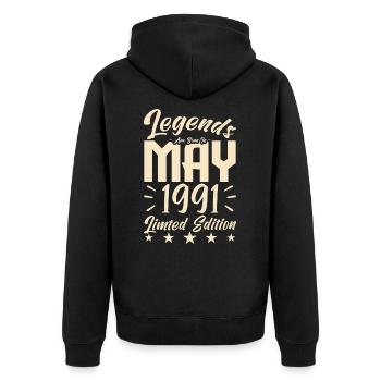 Geboren Mai 1991 Geburtstagsgeschenk 1991. - Unisex Premium Bio Zip Hoodie - Schwarz - Hinten - Nico (187cm)