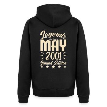 Geboren Mai 2001 Geburtstagsgeschenk 2001. - Unisex Premium Bio Zip Hoodie - Schwarz - Hinten - Nico (187cm)