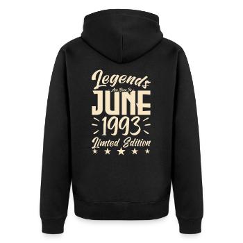 Naissance En juin 1993 Cadeau d'anniversaire 1993. - Veste à capuche bio Premium Unisexe - noir - Dos - Nico (187cm)