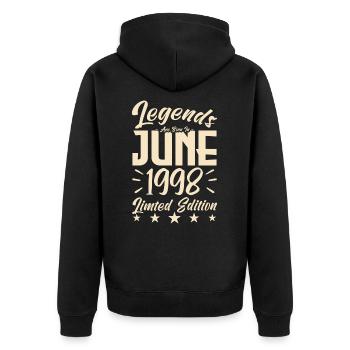 Geboren Juni 1998 Geburtstagsgeschenk 1998. - Unisex Premium Bio Zip Hoodie - Schwarz - Hinten - Nico (187cm)