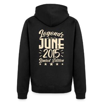 Born June 2015 Birthday gift 2015. - Unisex Premium Organic Zip Hoodie - black - Back - Nico (187cm)