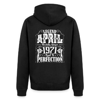 Avril 1971. Anniversaire avril 1971. Cadeau 1971. - Veste à capuche bio Premium Unisexe - noir - Dos - Nico (187cm)