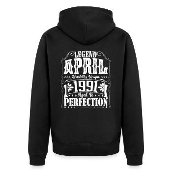 Avril 1991. Anniversaire avril 1991. Cadeau 1991. - Veste à capuche bio Premium Unisexe - noir - Dos - Nico (187cm)