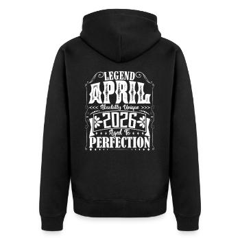April 2026. Birthday April 2026. Gift 2026. - Unisex Premium Organic Zip Hoodie - black - Back - Nico (187cm)