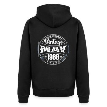 Mai 1968. Geburtstagsgeschenk Mai 1968. Mai - Unisex Premium Bio Zip Hoodie - Schwarz - Hinten - Nico (187cm)
