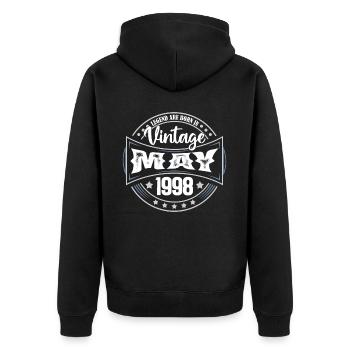Mai 1998. Geburtstagsgeschenk Mai 1998. Mai - Unisex Premium Bio Zip Hoodie - Schwarz - Hinten - Nico (187cm)
