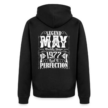 Mai 1977. Geburtstag Mai 1977. Geschenk Mai 1977. - Unisex Premium Bio Zip Hoodie - Schwarz - Hinten - Nico (187cm)