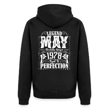 Mai 1978. Anniversaire mai 1978. Cadeau may 1978. - Veste à capuche bio Premium Unisexe - noir - Dos - Nico (187cm)